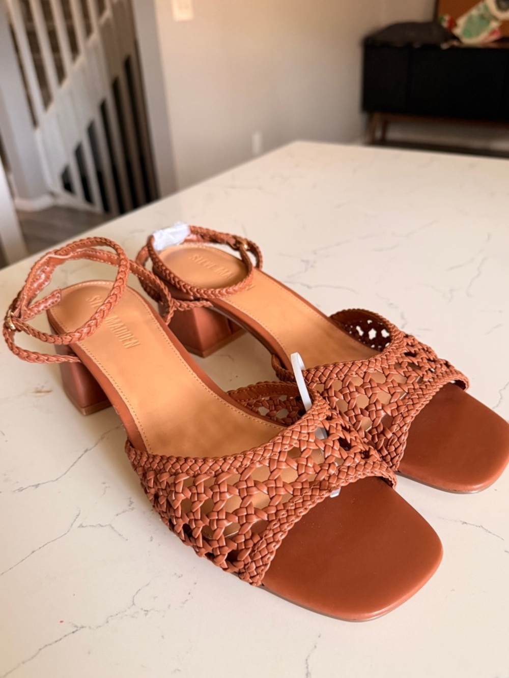 Steve Madden Soleil Woven Slingback Heels Cognac Size 11 NWOT